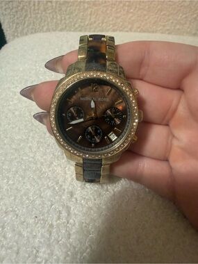 Gold and Tortoise Shell Michael Kors “Parker” Watch